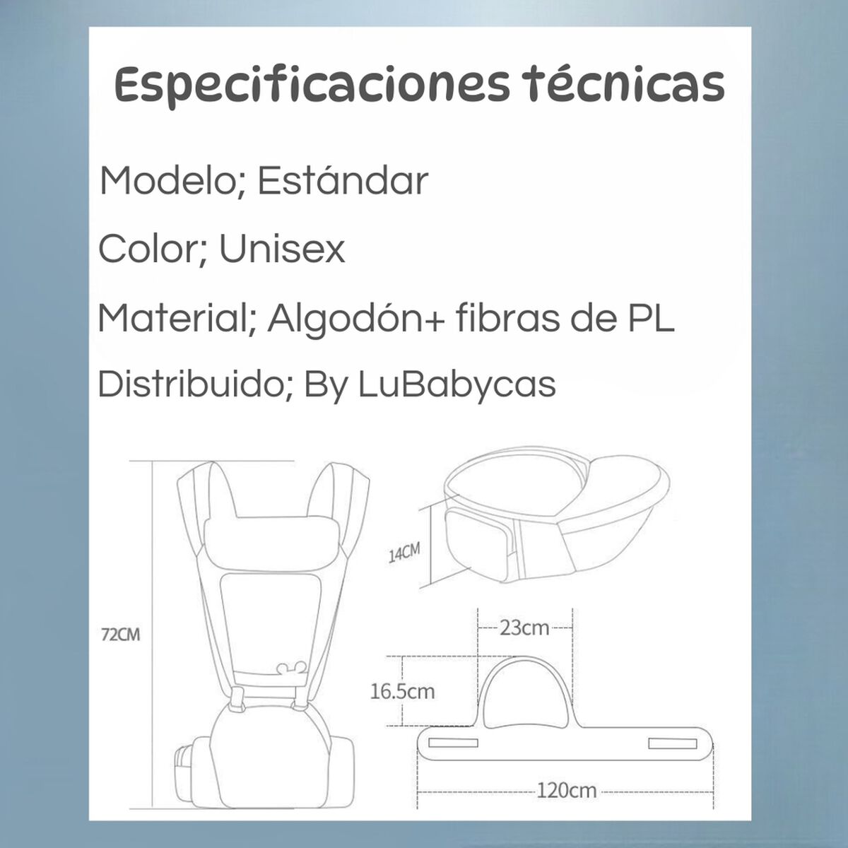Portabebé Ergonomico 6 en 1 Azul By Lubabycas
