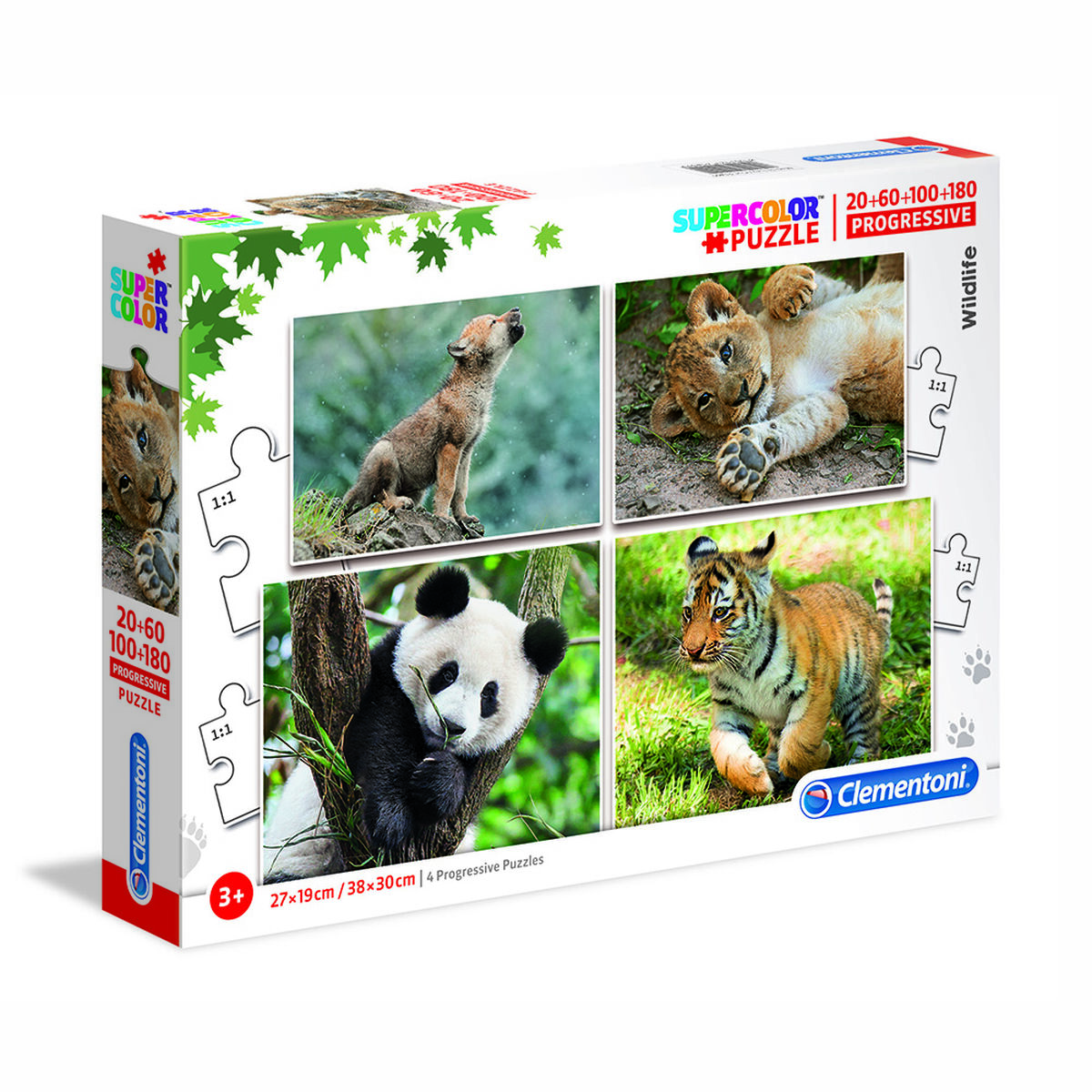 4 Puzzles Progresivos - 20,60,100 y 180 Piezas - Vida Salvaje