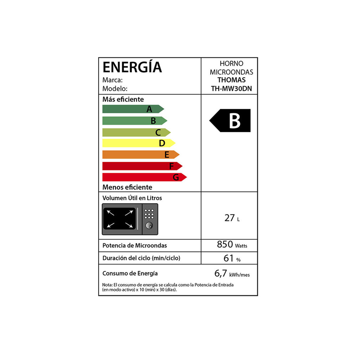 Microondas Thomas TH-MW30DN 30 L