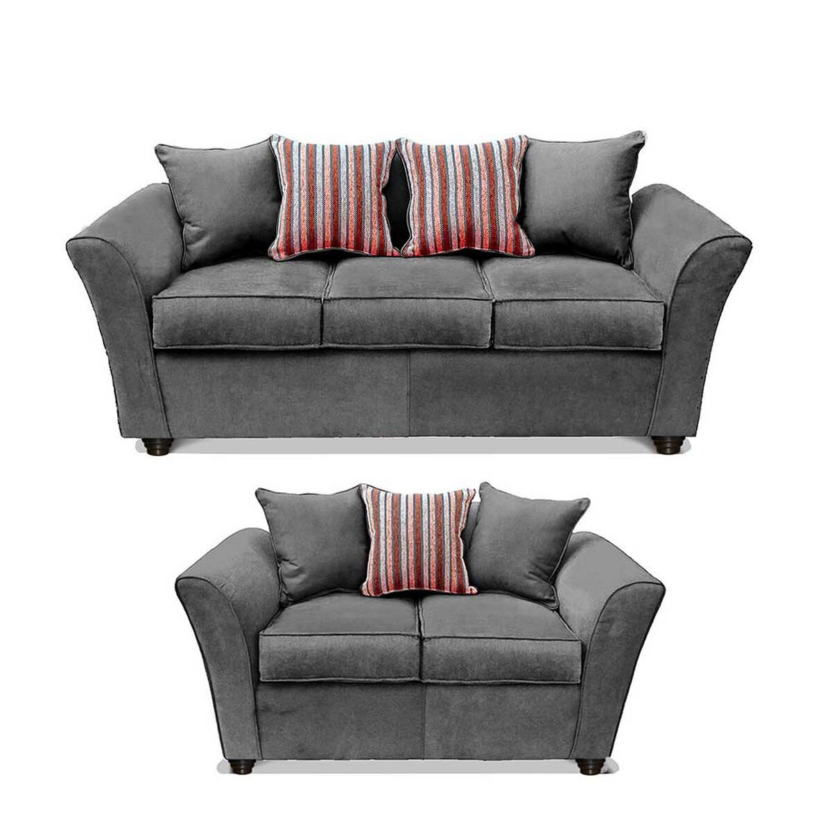 Juego de Living Elegant Detail Minesota Sofá 3 Cuerpos + Sofá 2 Cuerpos Gris