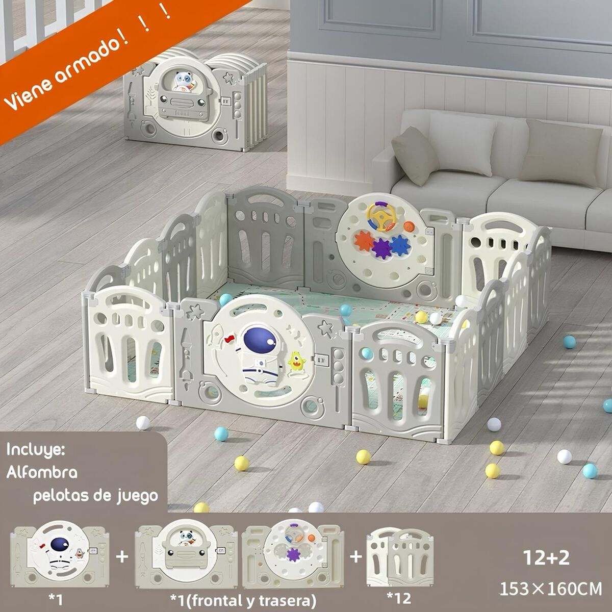 Corral Bebe Armado 153x160cm con Accesorios Lubabycas