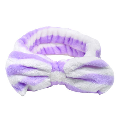 Cintillo Make Up Bow Rayas Lila Y Blanco Skinlab
