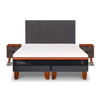 Cama Europea CIC Base Dividida 2 Plazas Bee Comfort + Respaldo + 2 Veladores