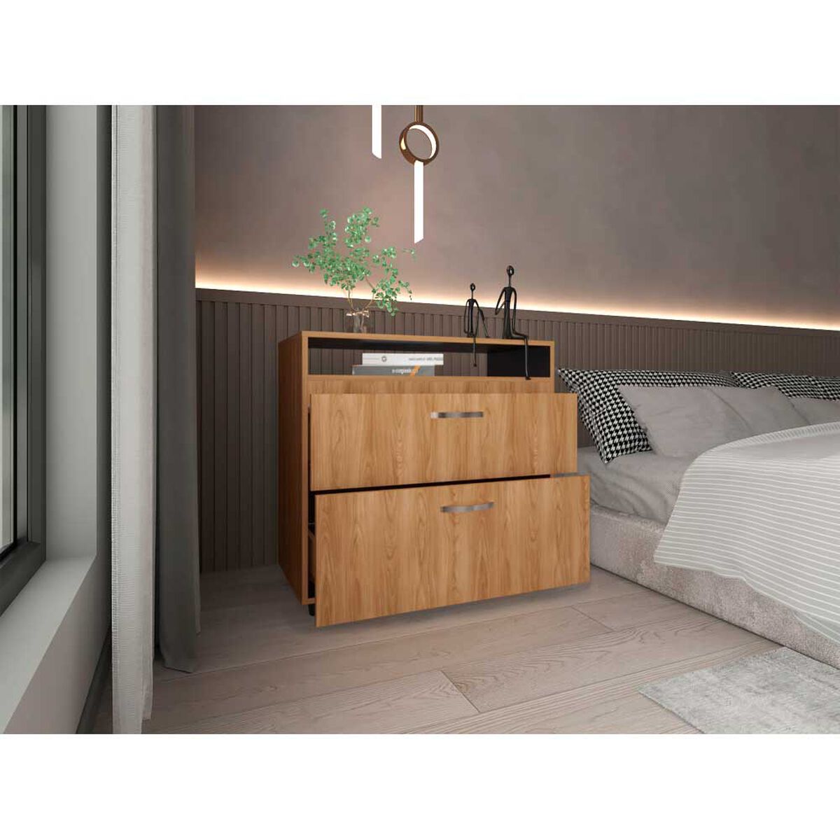 C&oacute;moda Tuhome Barilo 2 Cajones Fresno Wengue