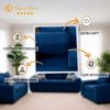 Juego de Living Elegant Detail New Houston 3-1-1 Cuerpos Azul