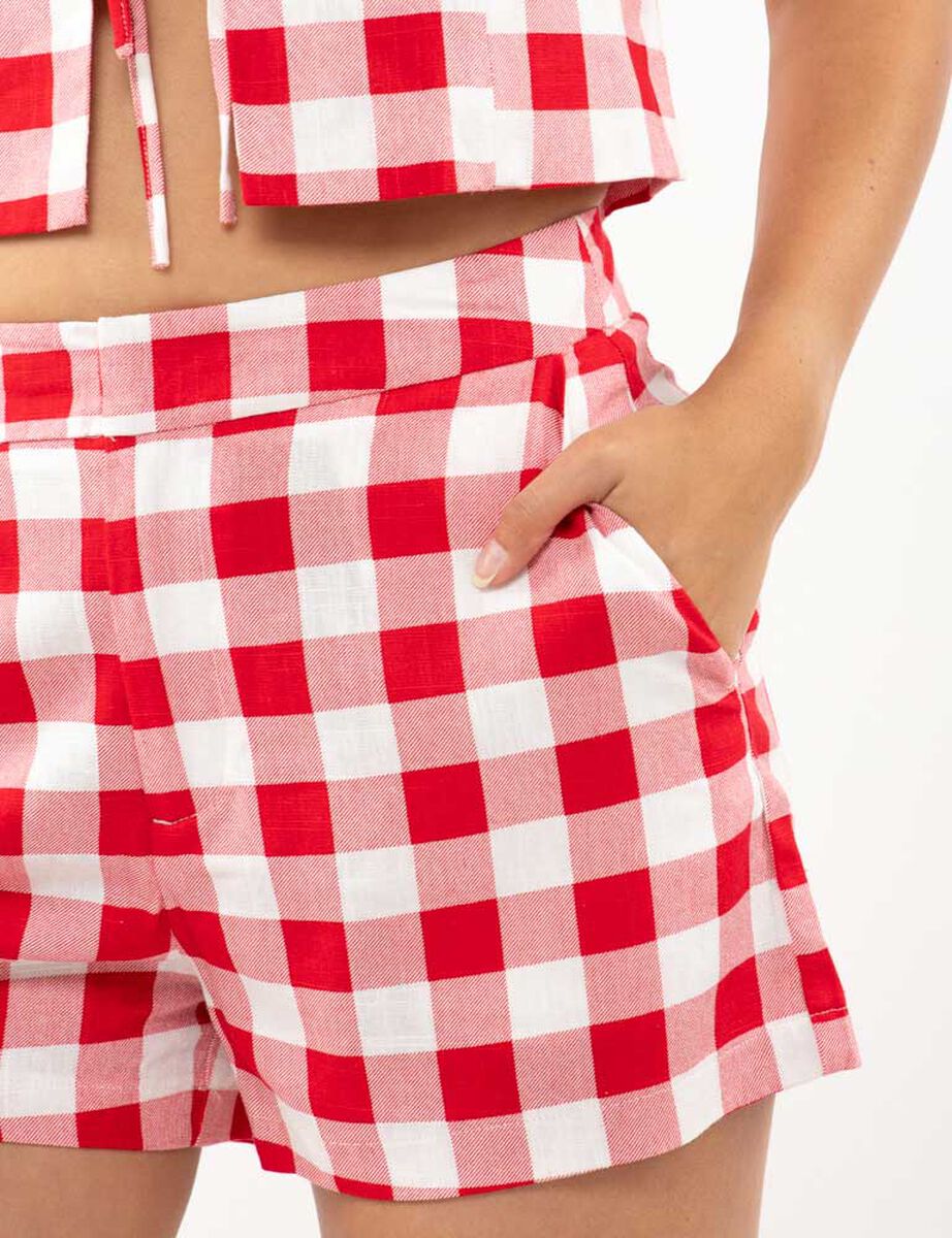 Short Lino Corto Tartán Mujer Zibel