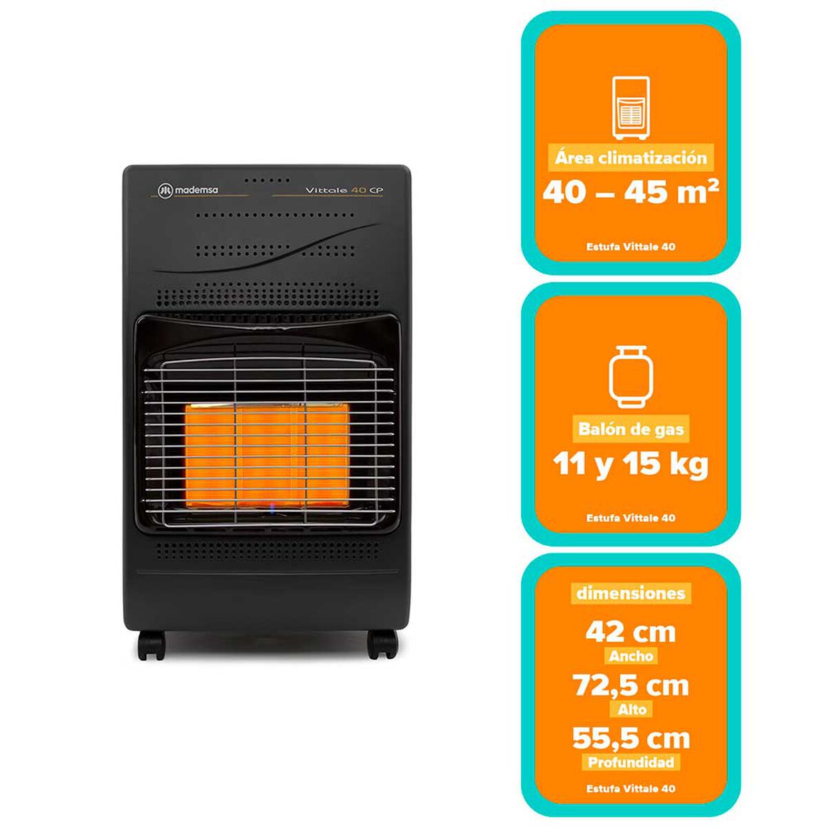 Estufa a Gas Mademsa Vitalle 40 15 kg.