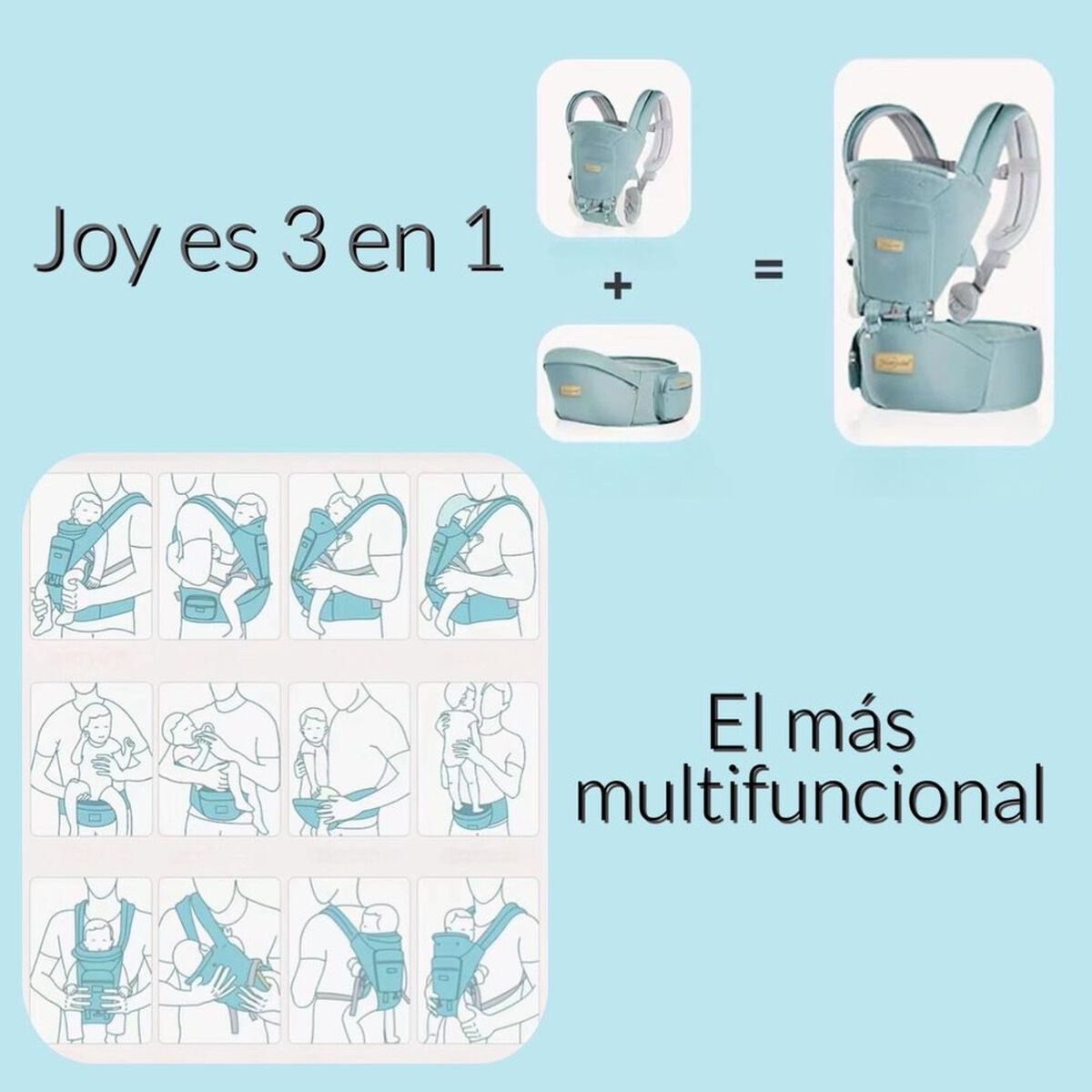 Portabebé Ergonómico Multifuncional 3 en 1 Lubabycas Azul