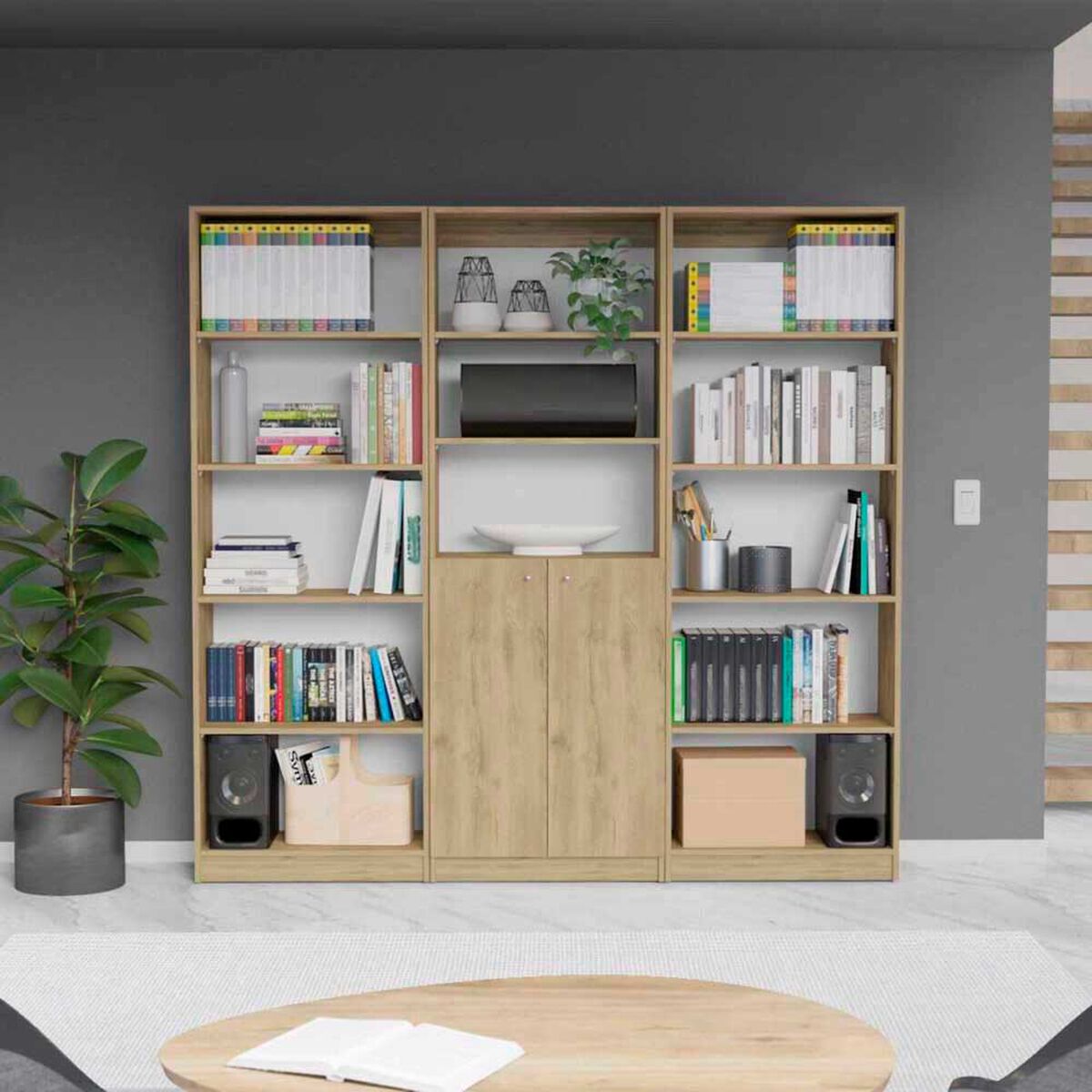 2 Estantes 5 Repisas + Estante 2 Puertas TuHome Home Macadamia