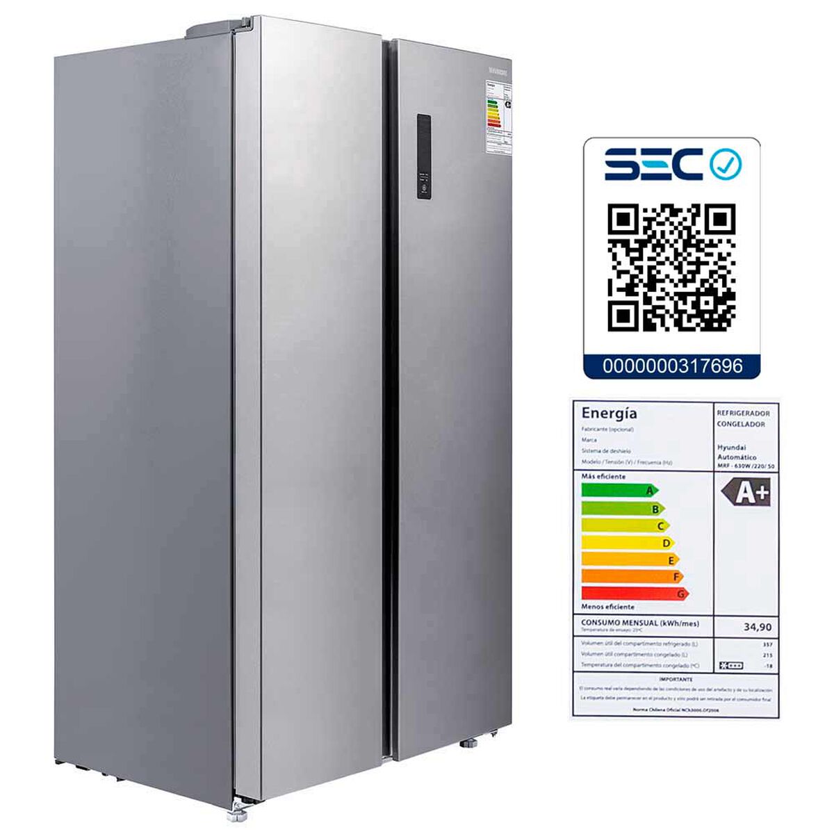 Refrigerador Side By Side Hyundai MRF-630W 572 lt