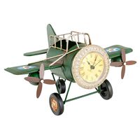 Adorno Metal Vgo Reloj Avion Verde