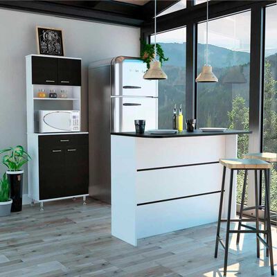 Imagen 1 del producto Combo Mueble Microondas + Barra de Cocina TuHome Kitchen Blanco