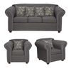 Juego de Living Essenza New Amparo Tela Catania Sofá 3 Cuerpos + Dos Sillones 1 Cuerpo Gris