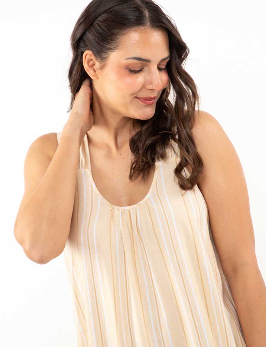 Vestido Lino Maxi Sin Mangas Mujer Alma
