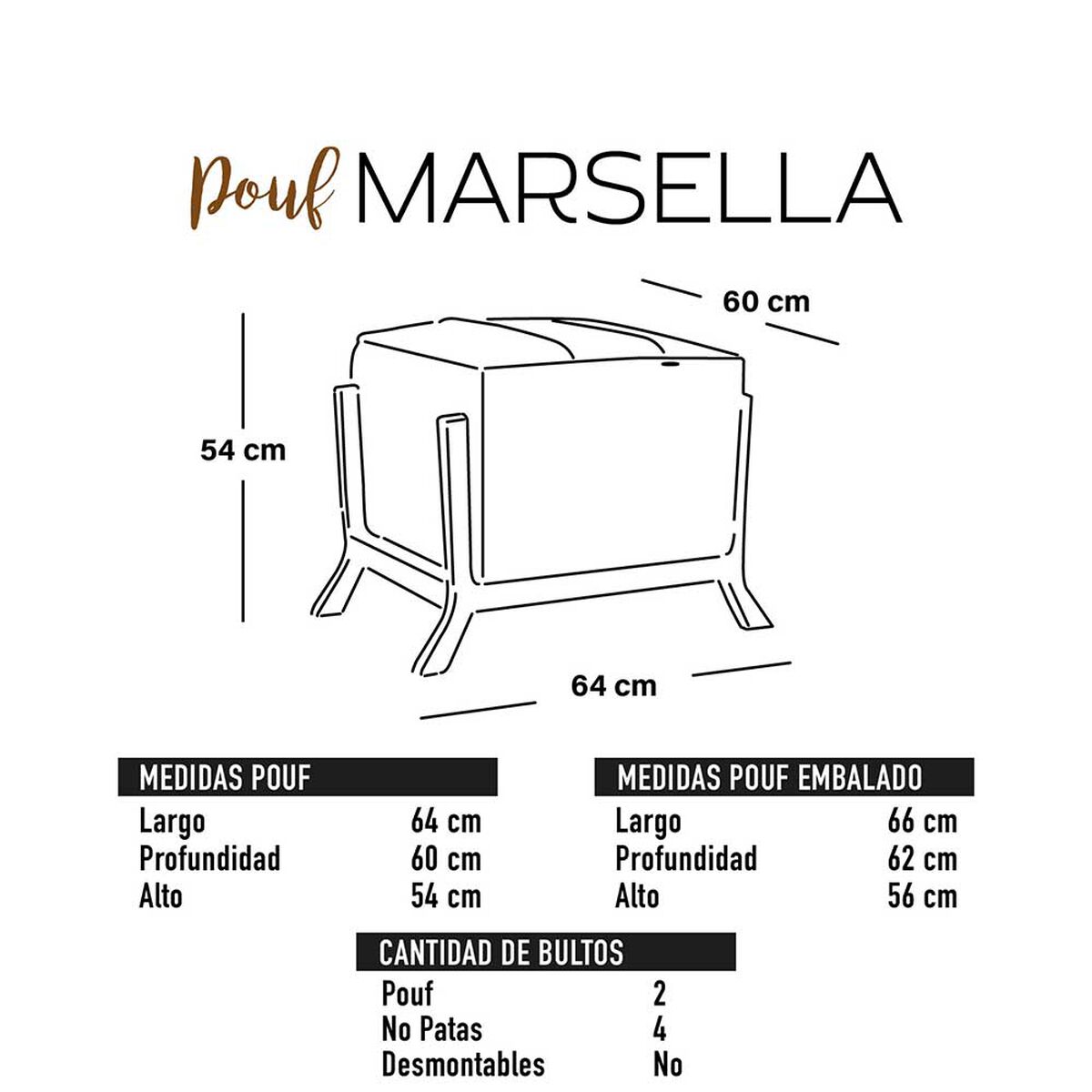 Pouf Latam Home Marsella Tela Velvet Chocolate