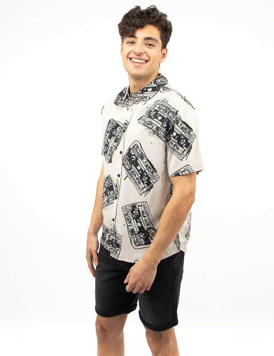 Camisa Estampada Manga Corta Hombre Icono