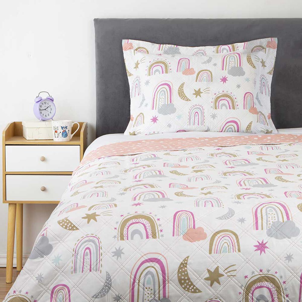 Cubrecama Infantil Estampado Casanova Kids 1,5 Plazas Rainbow