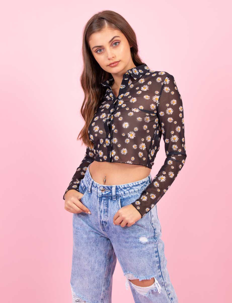 Crop Manga Larga Transparente Mujer Icono