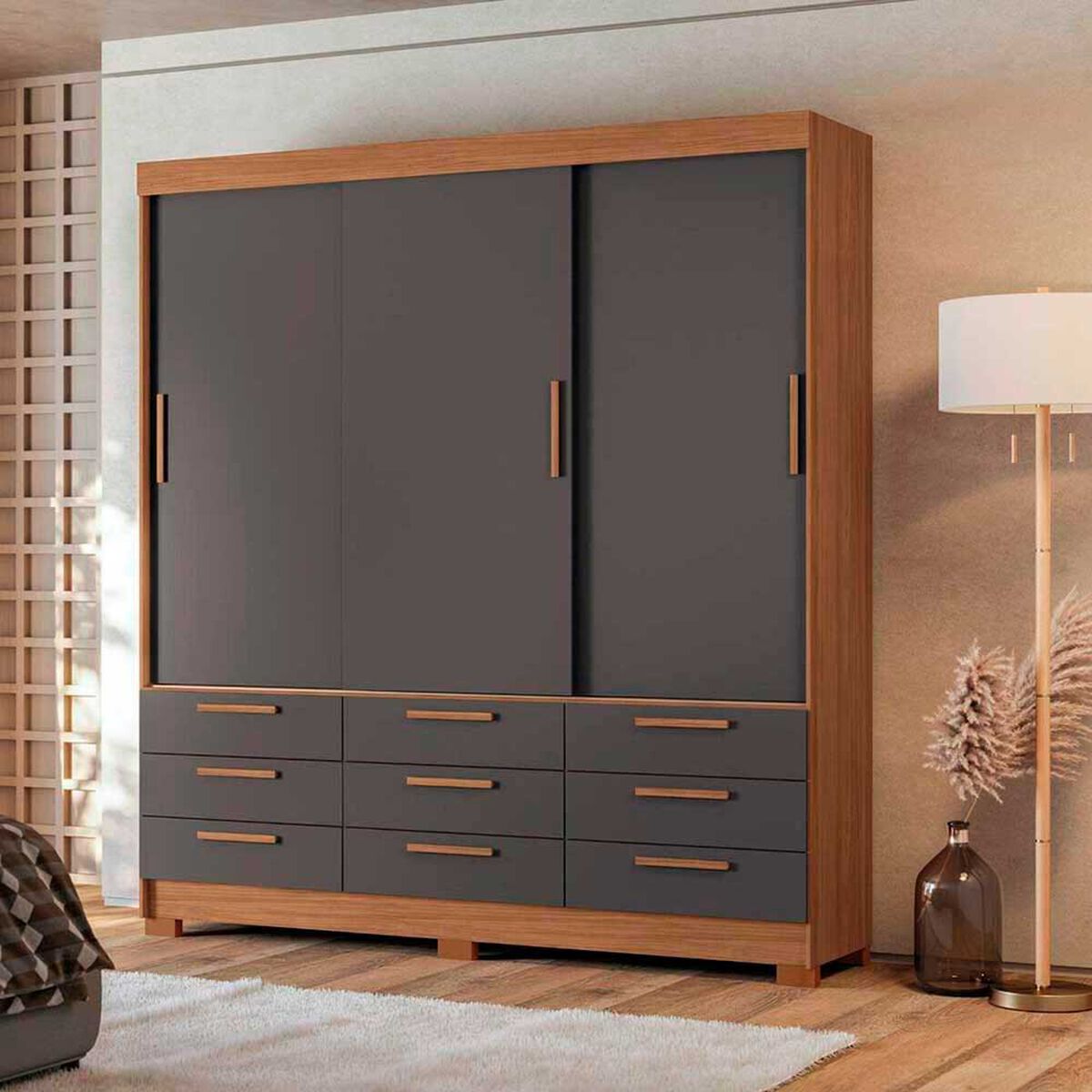 Cl&oacute;set Onessta Morretes 3 Puertas 9 Cajones Grafito