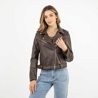 Chaqueta Biker Ecocuero Mujer Zibel Cafe