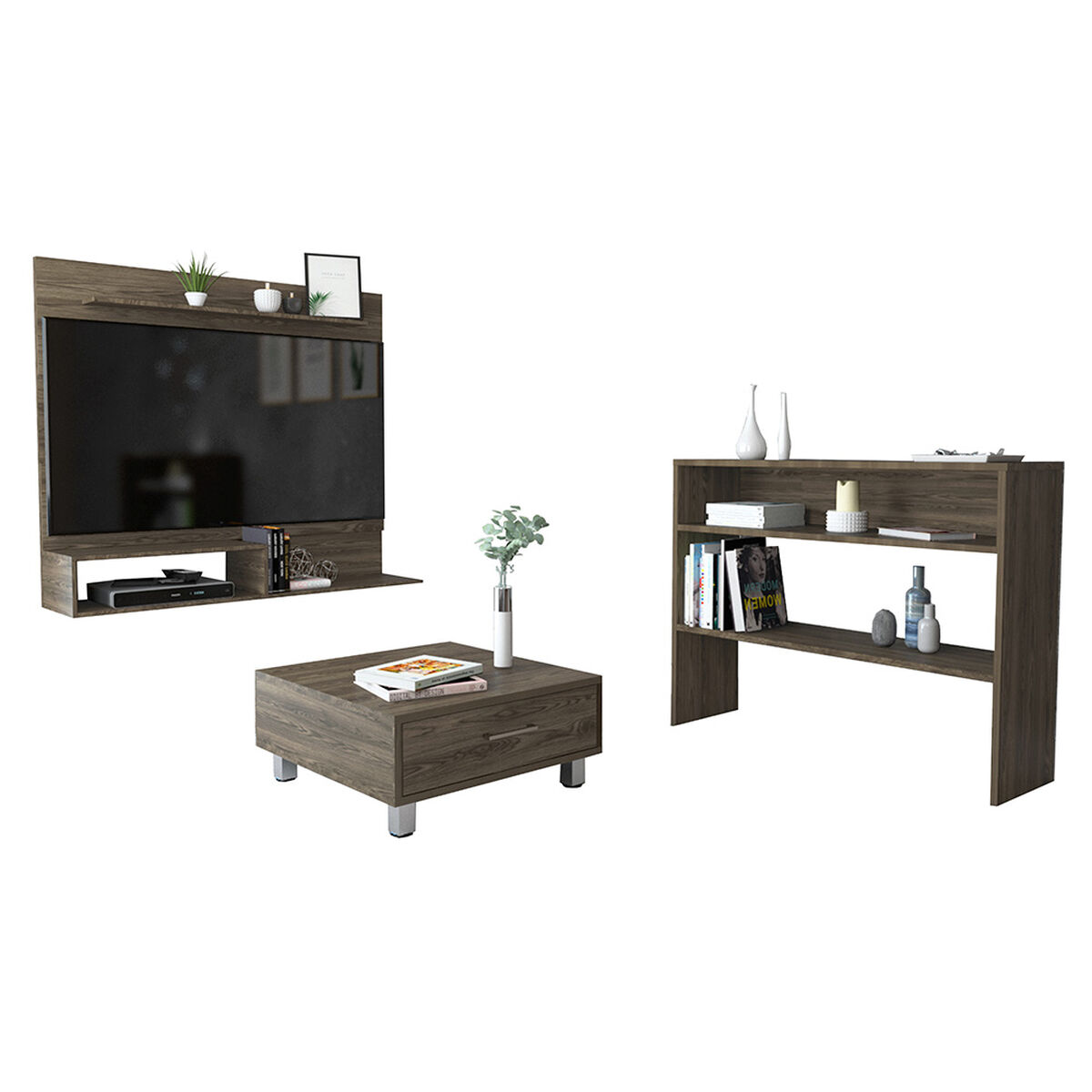 Combo Panel TV 55" + Arrimo + Mesa de Centro TuHome Beijing 54