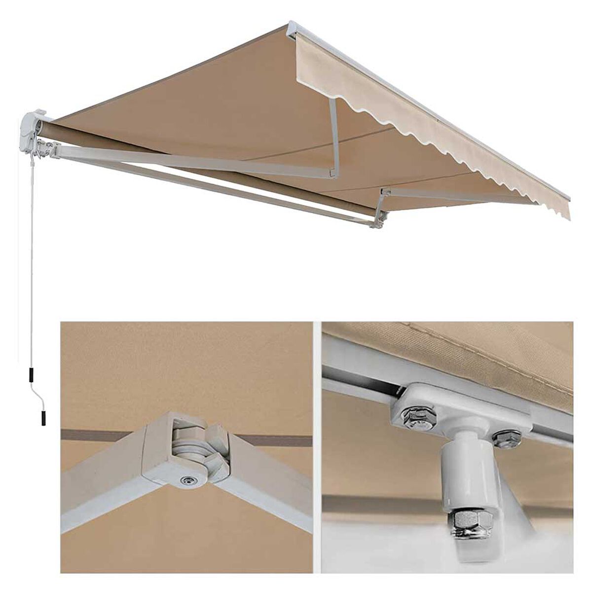 Toldo Terraza Retractil con Brazo Vincenzi 300 x 250 cm Beige