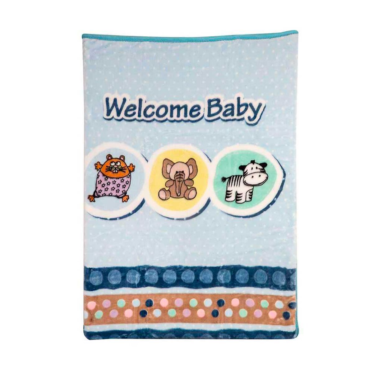 Frazada Reversible Bebe Animalitos Celeste Bebesit