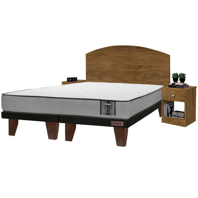 Imagen 1 del producto Combo Cama Europea Flex Base Dividida 2 Plazas Star + Respaldo + 2 Veladores Casanova 2 Plazas Jequitiba