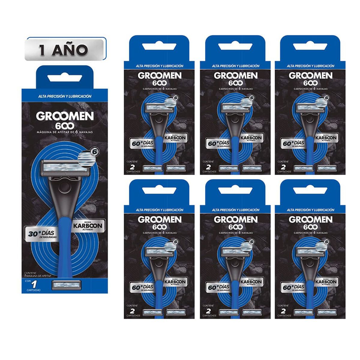 Pack Máquina Afeitar Groomen 600 + 1 con 12 Repuestos