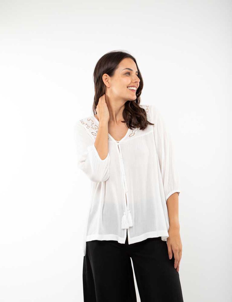 Blusa Lisa Manga 3/4 Mujer Alma