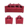 Juego de Living Almore Paris Sofá 3 Cuerpos + Dos Sillones 1 Cuerpo Rojo