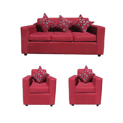 Juego de Living Almore Paris Sofá 3 Cuerpos + Dos Sillones 1 Cuerpo Rojo