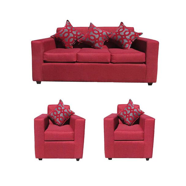 Juego de Living Almore Paris Sofá 3 Cuerpos + Dos Sillones 1 Cuerpo Rojo