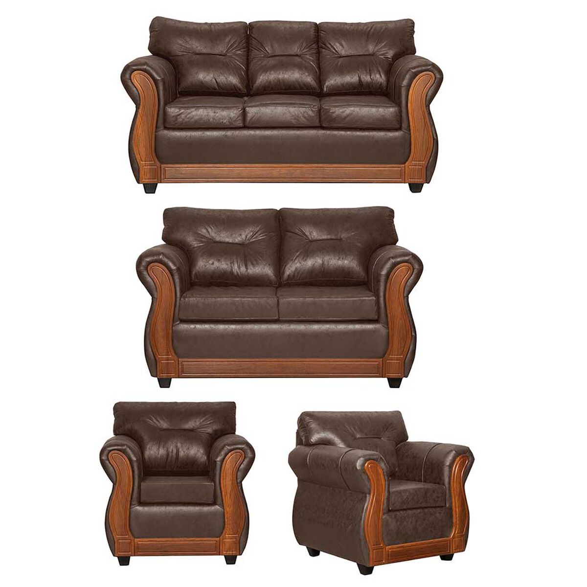 Juego de Living Black Factory Toronto 7 Cuerpos Chocolate