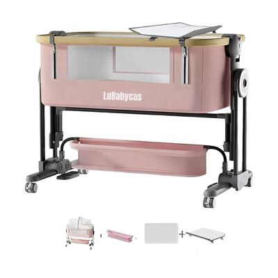 Imagen 1 del producto Cuna Colecho con Mudador Colchón Mosquitero LuBabycas Rosada