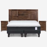 Cama Europea Rosen King Dolce + Respaldo + 2 Veladores