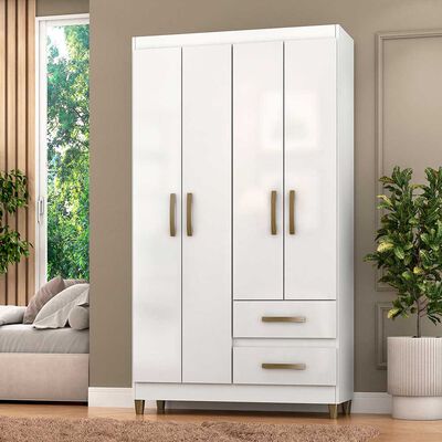 Cl&oacute;set Vekkahome Lisboa 4 Puertas 2 Cajones Blanco