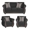 Juego de Living  Muebles M&E Llanquihue Sofá 3 Cuerpos + Dos Sillones 1 Cuerpo Negro
