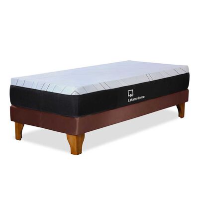 Cama Europea Latam Home 1 Plaza Zen Top Foam Soft Velvet Chocolate
