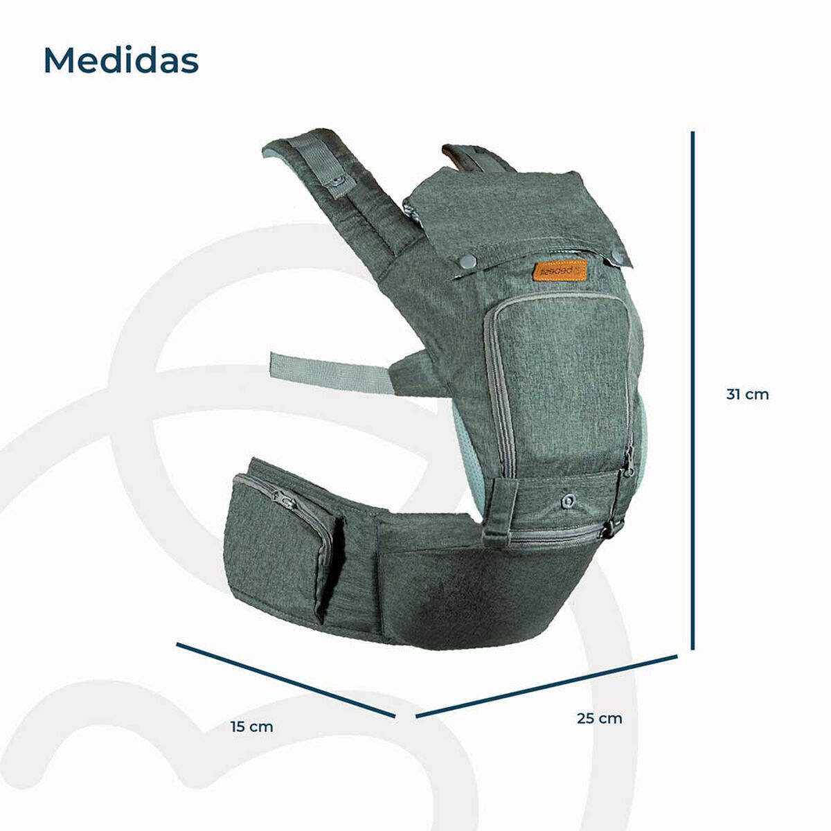 Porta Bebé con Arnés y Asiento Cuidados Cadera Hip Seat Gris Bebesit