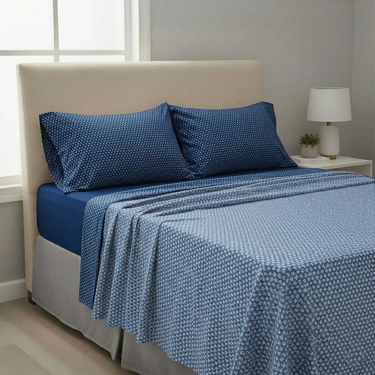 Juego de S&aacute;banas Rosen 2 Plazas Microfibra Azul marino