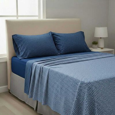 Juego de S&aacute;banas Rosen 2 Plazas Microfibra Azul marino