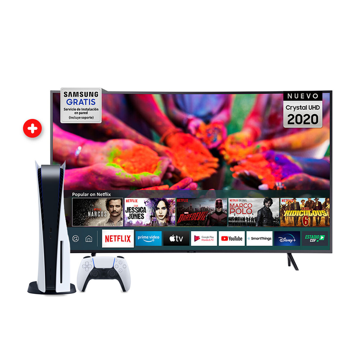 Combo Consola Sony PlayStation 5 + LED Curvo 65" Samsung TU8300 Smart TV Crystal 4K UHD