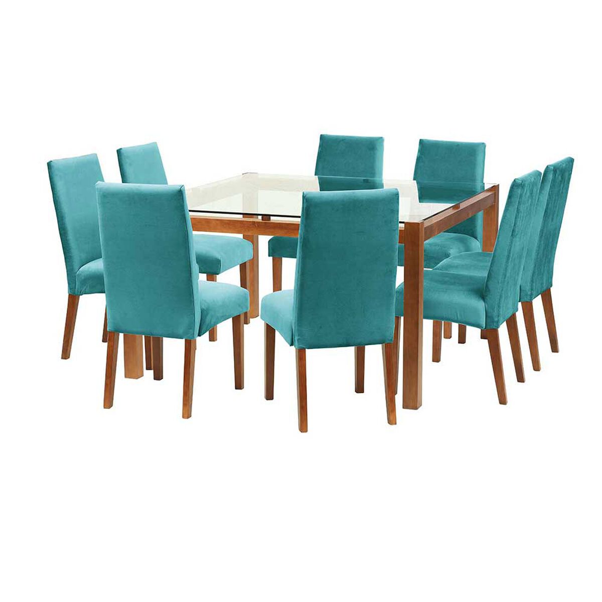 Juego de Comedor Latam Home Barcelona 8 Sillas Turquesa