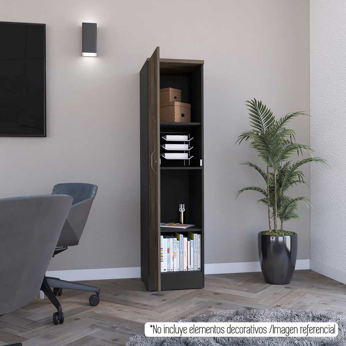 Biblioteca TuHome Home Office 2 Puertas Negro Soft Co&ntilde;ac