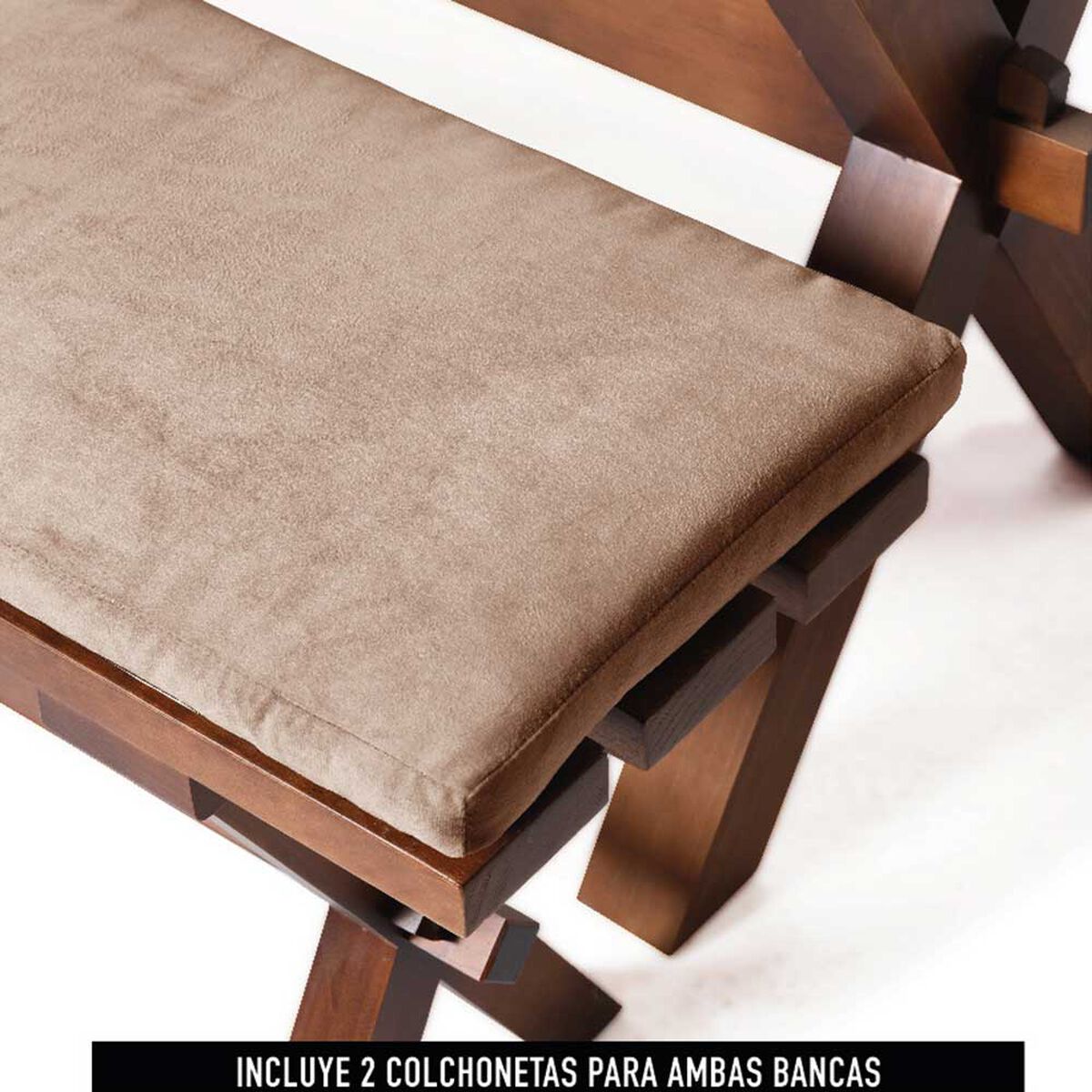 Juego de Comedor Latam Home Sevilla Tenerife 2 Sillas + 2 Bancas Velvet Beige