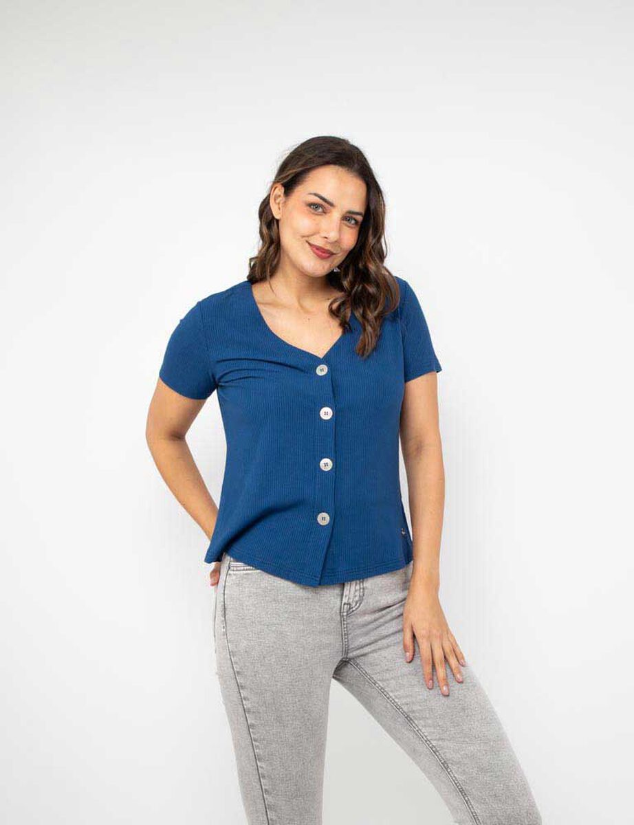 Polera Botones Manga Corta Mujer Zibel