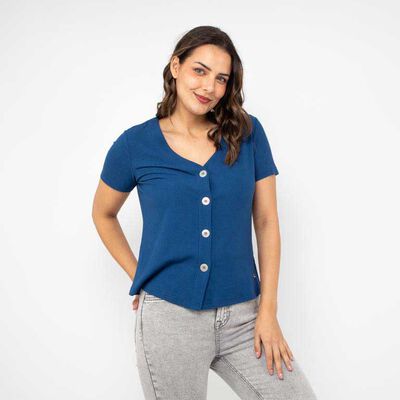 Polera Botones Manga Corta Mujer Zibel
