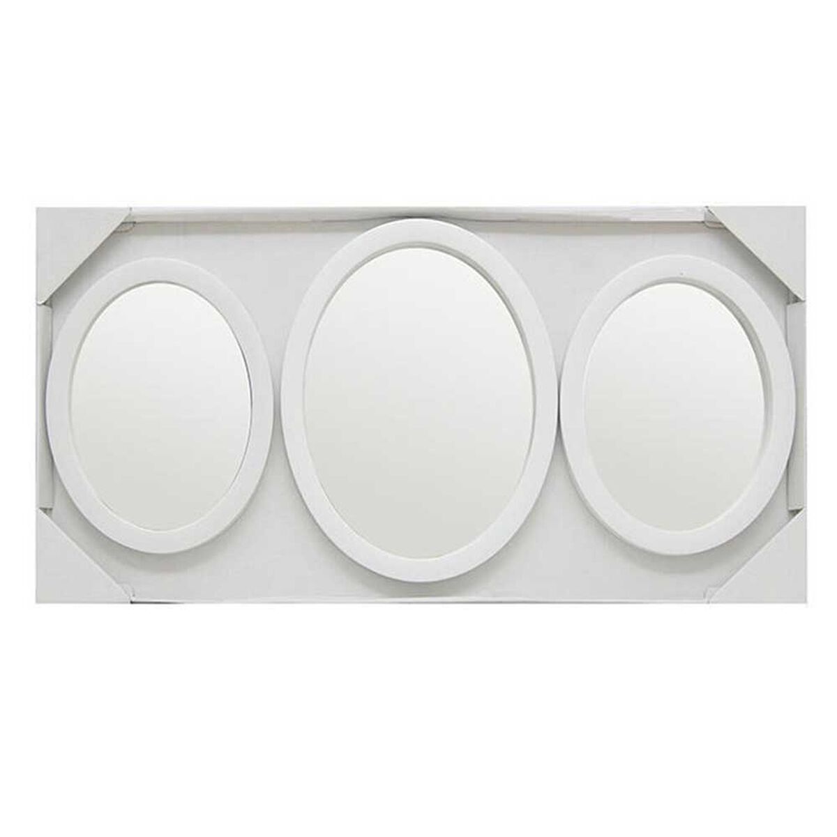 Set 3 Espejos Pl&aacute;stico Vgo para Colgar Ovalado 26 cm Blanco