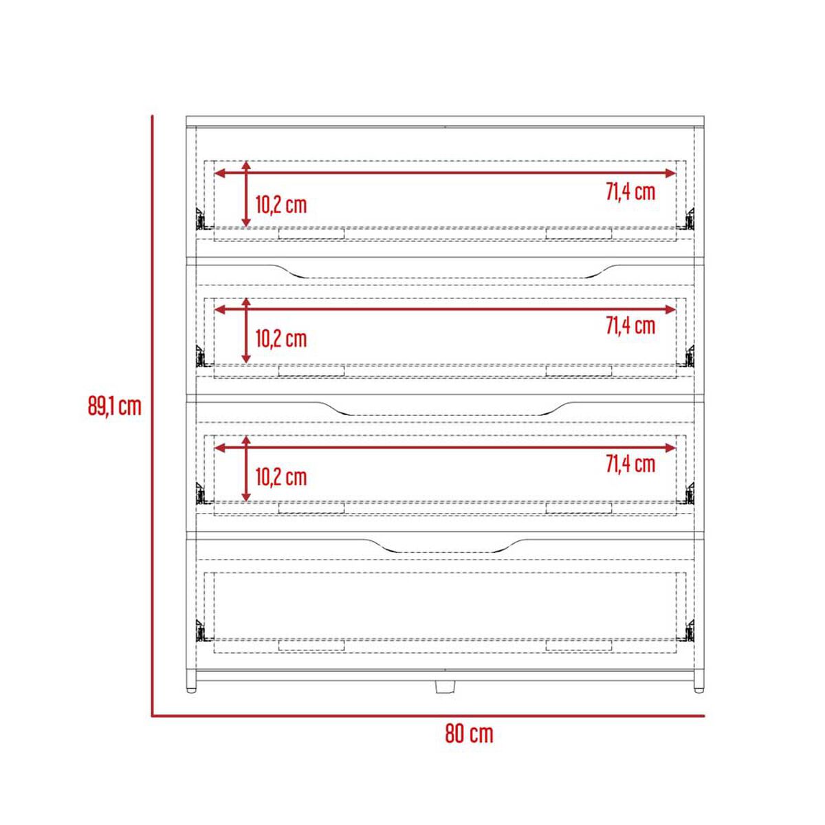 Cómoda TuHome Bi Color 4 Cajones